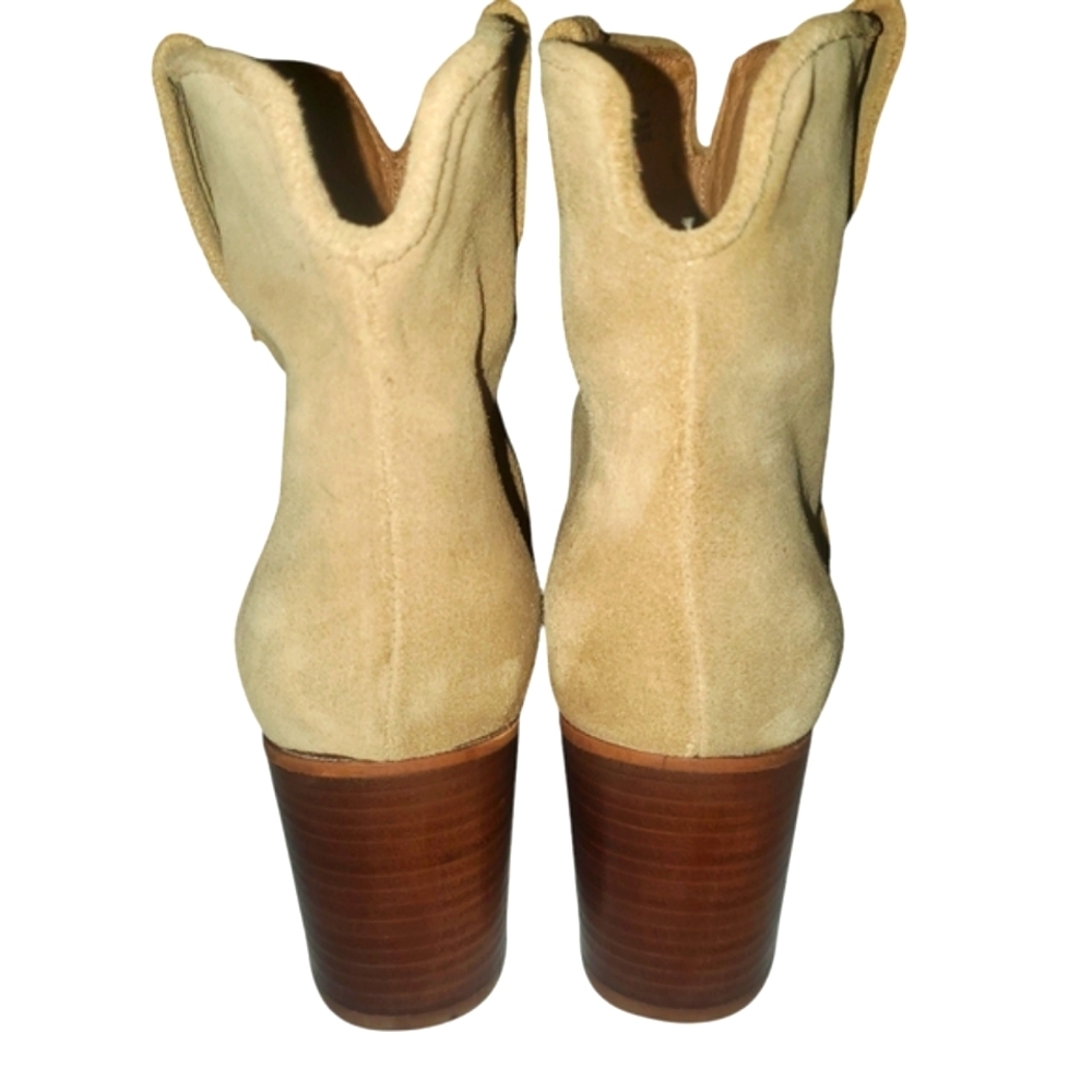 URBAN OUTFITTERS Boro Tan Suede Western Pull-on Stacked Heel Ankle Boots NEW 9 - Picture 4 of 16